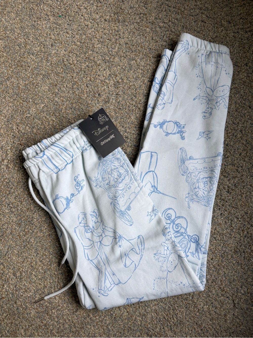 NWT Disney Cinderella Sketches all over print sweatpants by CAkeworthy adult S